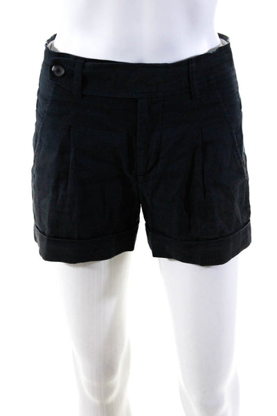Vince Womens Zip Front Pleated Cotton Casual Shorts Blue Size 0