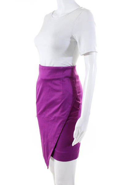Escada Womens Cotton Wrap Pencil Skirt Fuchsia Purple Size 34