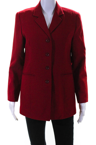 Norton McNaughton Womens Wool Four Button Blazer Jacket Red Size 6