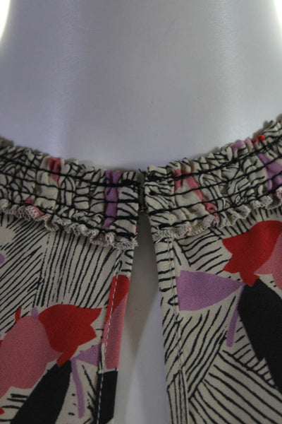 Derek Lam 10 Crosby Womens Cold Shoulder Abstract Silk Shirt Beige Black Pink 4