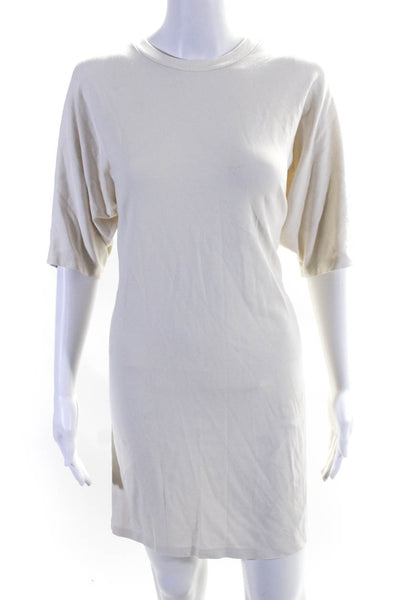 Cos Womens Jersey Knit Short Sleeve Crew Neck Sweatshirt Dress Ivory Size XS