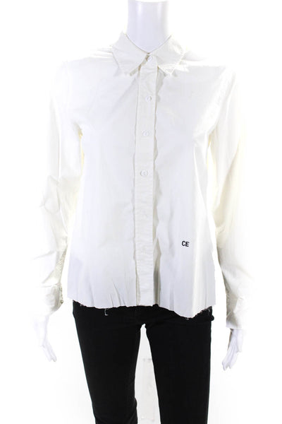 Current/Elliott Womens Cotton Cut Out Tie Back Button Down Shirt White Size 0