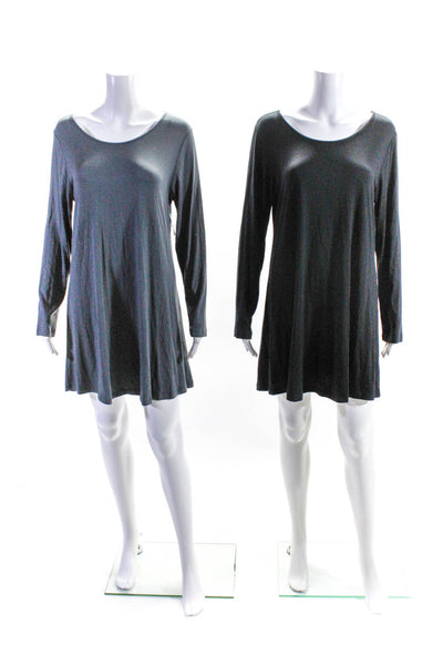 Comfy U.S.A. Womens Scoop Neck Solid Midi Dresses Black Gray Size M Lot 2