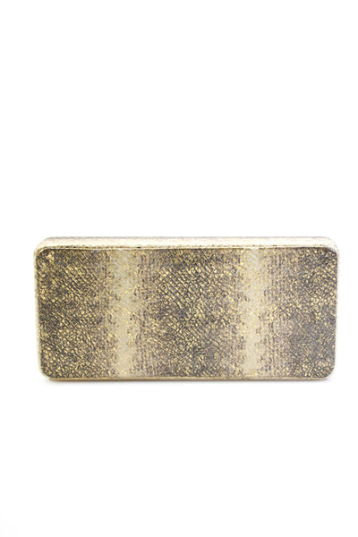 Lauren Merkin Womens Metallic Animal Print Clutch Handbag Gold