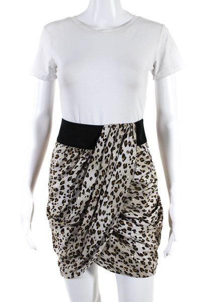 Reiss Women's Cotton Animal Print Pencil Skirt White Size 0