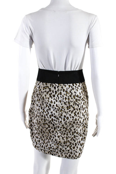 Reiss Women's Cotton Animal Print Pencil Skirt White Size 0