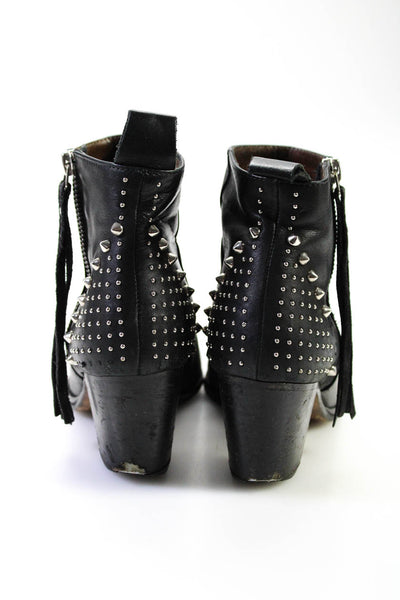 Sandro Women's Leather Studded Ankle Boots Black Size 37