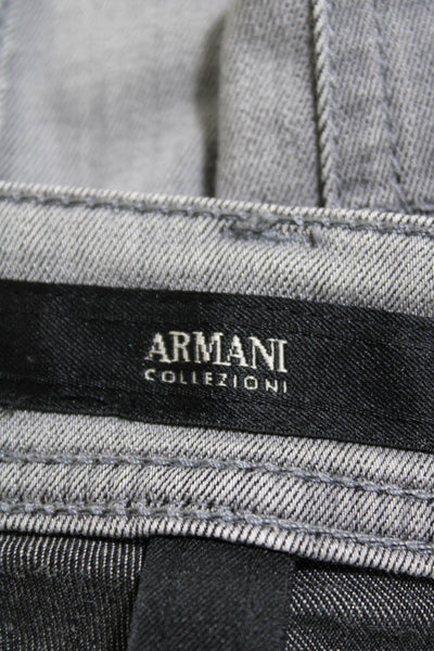 Armani Collezioni Womens Zip Front Solid Cotton Skinny Jeans Gray Size 25