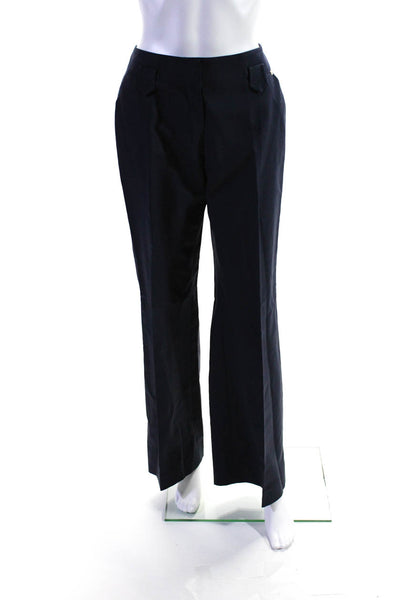 Sonia Rykiel Women's Cotton Straight Leg Pleated Dress Pants Blue Size 10
