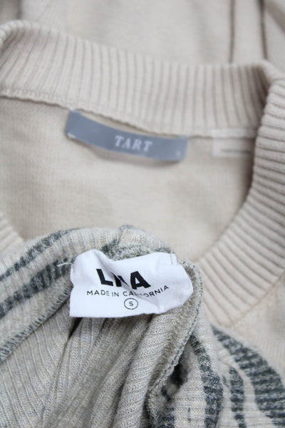 LNA Tart Womens Brown Knit Zebra Print Hooded Pullover Sweater Top Size S Lot 2