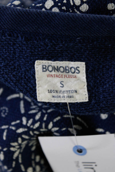 Bonobos Women's Floral Bird Print Long Sleeve T Shirt Blue Size S