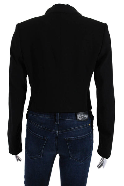 Theory Womens Open Front Jacket Black Wool Silk Size 2