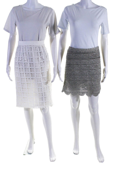 Jill Stuart Adam Lippes Womens Textured Skirts White Green Size 2 Lot 2