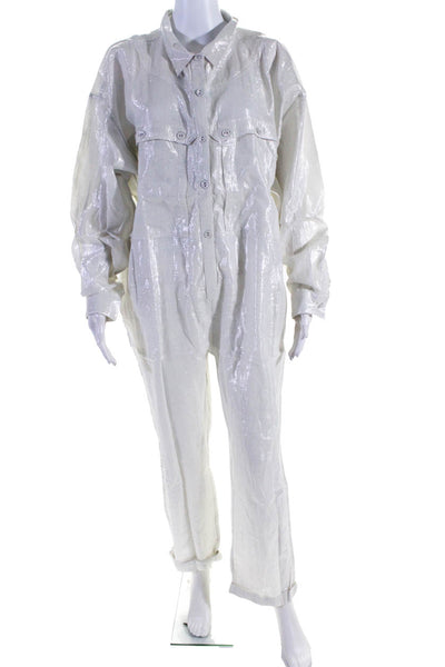 Suzie Kondi Womens  Lurex Jumpsuit Ss20-1  Ivory Size M