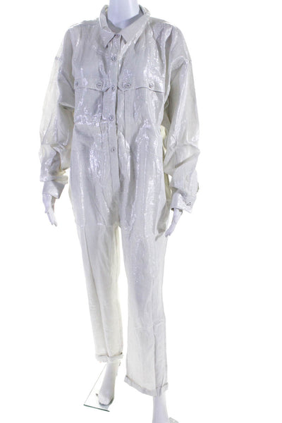 Suzie Kondi Womens  Lurex Jumpsuit Ss20-1  Ivory Size M