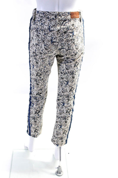 Etoile Isabel Marant Womens Floral Pattern Mid Rise Skinny Jeans White Size 34