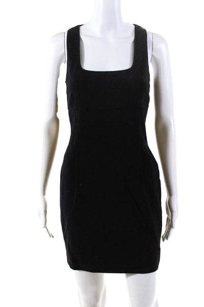 Michael Kors Womens Wool Scoop Neck Short Tank Pencil Dress Black Size 8