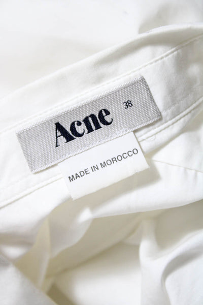 Acne Womens Sleeveless Button Down Shirt Dress White Cotton Size EUR 38