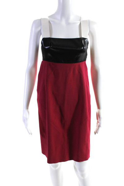 Narciso Rodriguez Womens Faux Leather Colorblock Sheath Dress Multicolor Size 2