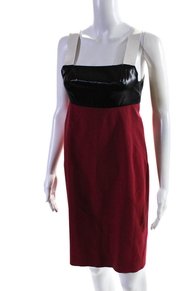 Narciso Rodriguez Womens Faux Leather Colorblock Sheath Dress Multicolor Size 2