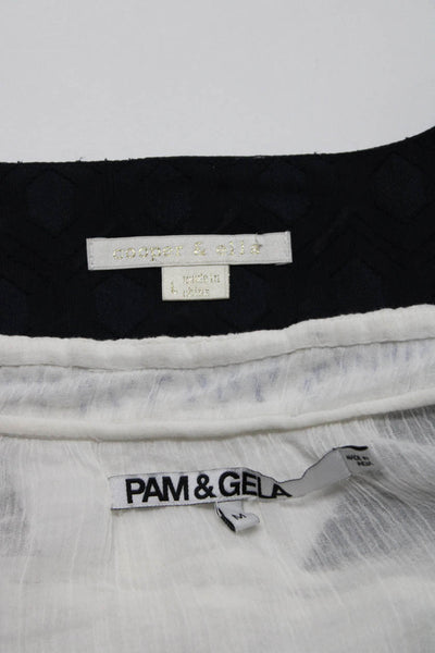 Pam & Gela Cooper & Ella Womens Blouses Tops White Size M L Lot 2