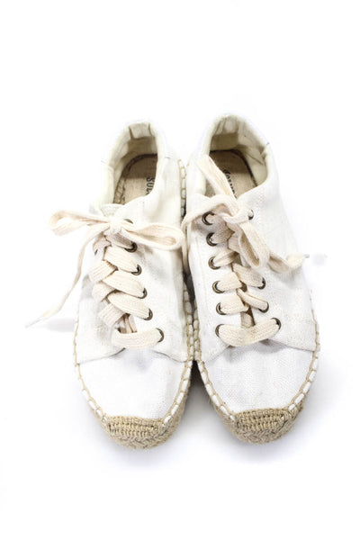 Soludos Womens Lace Up Back Logo Espadrilles Low Top Sneakers White Size 6.5
