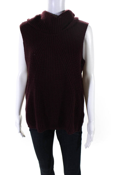Two by Vince Camuto Womens Sleeveless Mock Neck Sweater Red Size Medium
