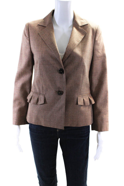Zanella Womens Woven Two Button Blazer Jacket Tan Wool Size 4
