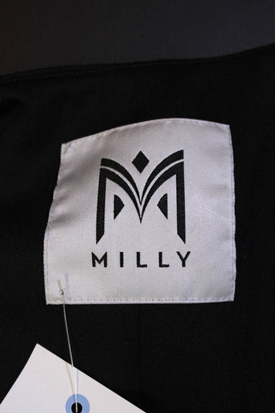 Milly Womens Black Mesh Trim Open Front Long Sleeve Blazer Size S