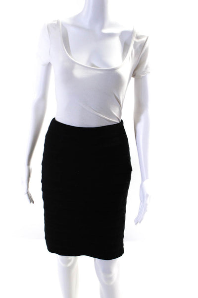 Akris Womens Black Knit Layered Side Zip Pencil Skirt Size 4
