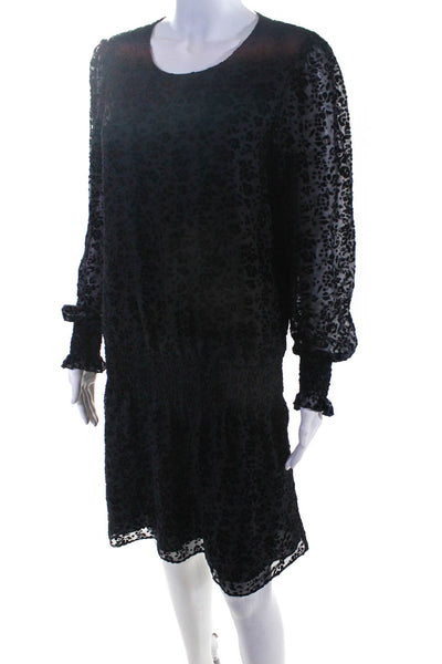 Parker Women's Long Sleeve Empire Waist Floral Dress Black Size L