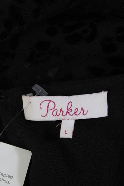 Parker Women's Long Sleeve Empire Waist Floral Dress Black Size L