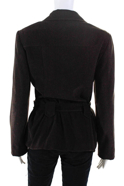 Morgan De Toi Womens Button Front Notched Lapel Blazer Jacket Brown Size 3