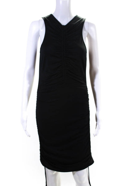 Designer Women's Sleeveless Ruched Midi Dress Black Size 4