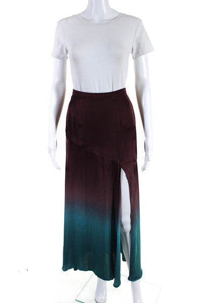 YFB Womens Smocked Ombre Slit Maxi Skirt Multicolor Size XS