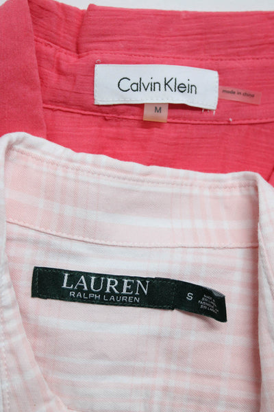 Lauren Ralph Lauren Calvin Klein Womens Button Down Shirts Pink Size S M Lot 2