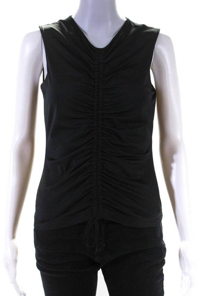Designer Women's Sleeveless Ruched Tank Top Black Size 4