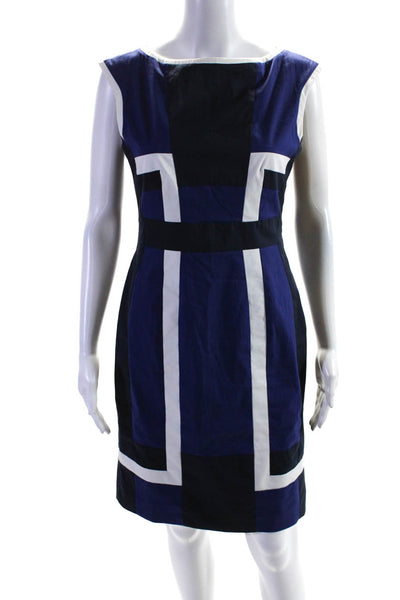 Karen Millen Womens Sleeveless Dress Navy Blue Cotton Size 8