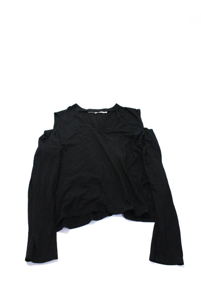 Pam & Gela Velvet Womens Batwing Sleeve Cold Shoulder Tops Black Size L Lot 2