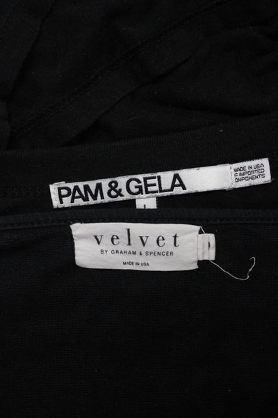 Pam & Gela Velvet Womens Batwing Sleeve Cold Shoulder Tops Black Size L Lot 2