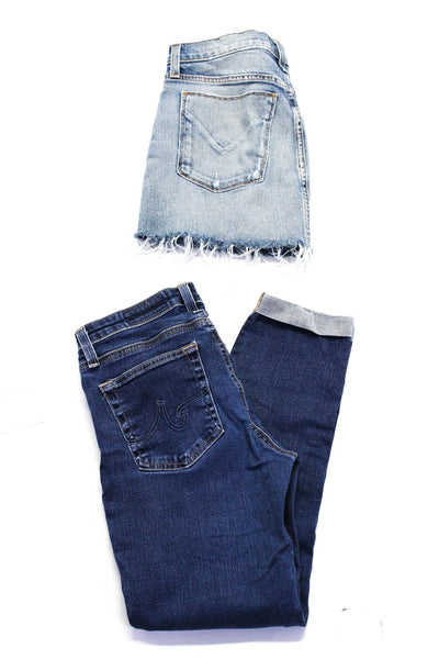 Hudson Women's Light Distressed Mini Skirt Low Rise Jeans Light Blue Size S
