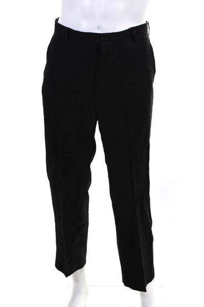 Donna Karan New York Mens Flat Front Dress Pants Trousers Black Size 34
