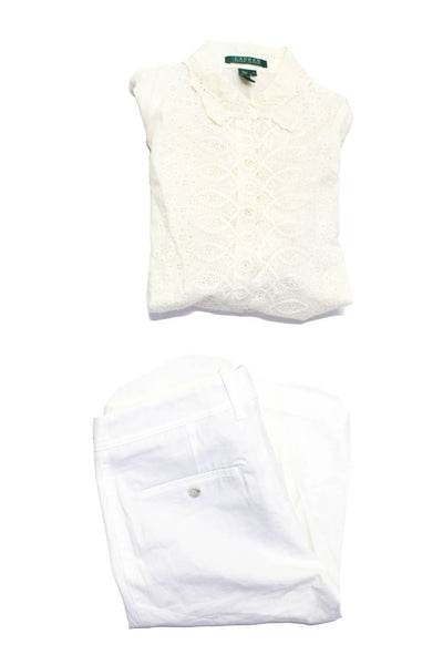 Lauren Ralph Lauren Vince Womens Blouse Shorts Cream Size 6 8 Lot 2