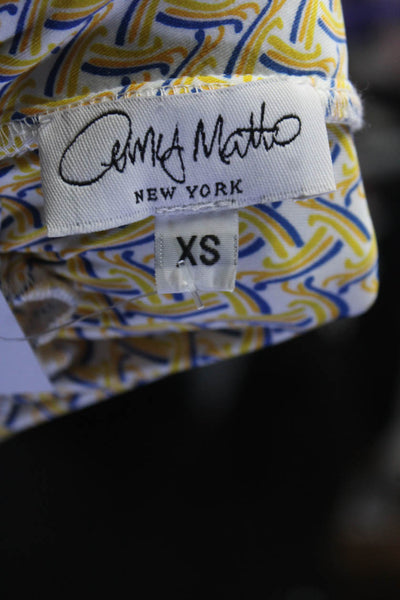 Amy Matto Womens Abstract Print Ruched Maxi Dress Yellow Size XS