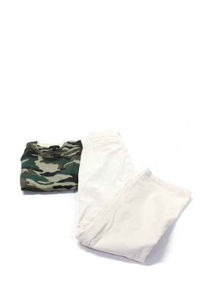 J. Crew Women's Corduroy Pants Camo Print Sweater Green White Size 0P, XS Lot 2