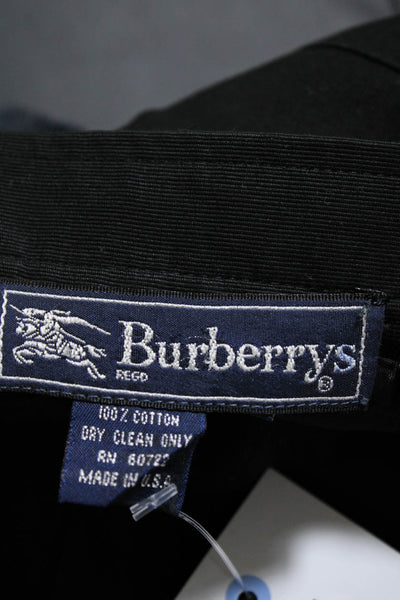Burberrys Womens Button Waist Pencil Skirt Black Cotton Size 4