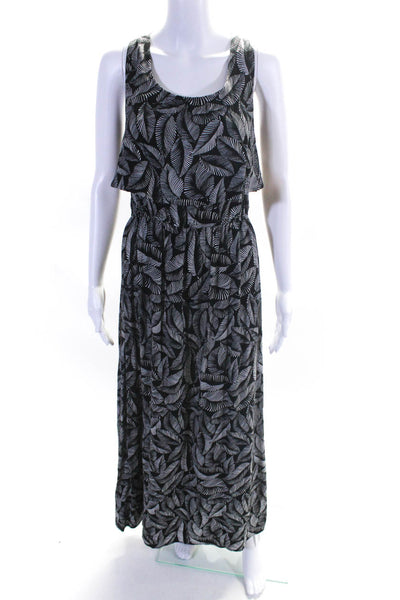 Merona Womens Scoop Neck Peplum Floral Maxi Dress Gray Size Medium