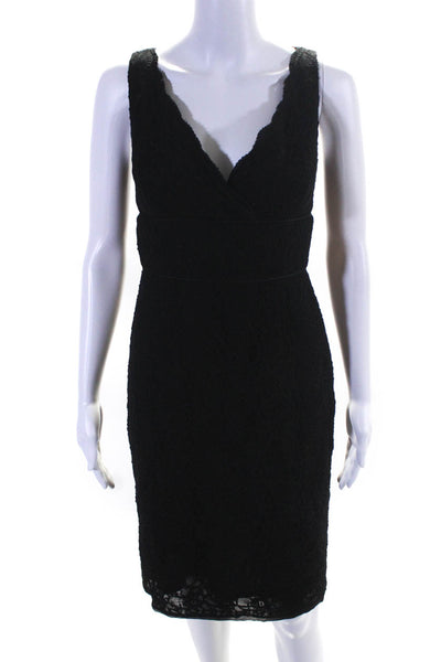 Jones New York Womens V Neck Sleeveless Floral Lace Midi Dress Black Size 4