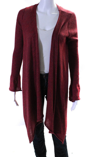 Save The Queen Womens Ruched Draped Waterfall Cardigan Magenta Pink Size Small