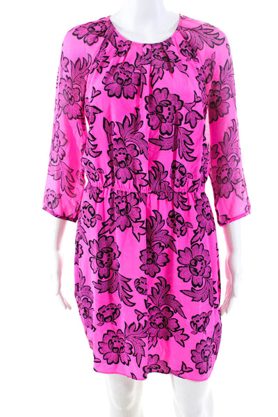 Dolce Vita Womens Scoop Neck Pleated Floral Silk Midi Dress Pink Size Medium